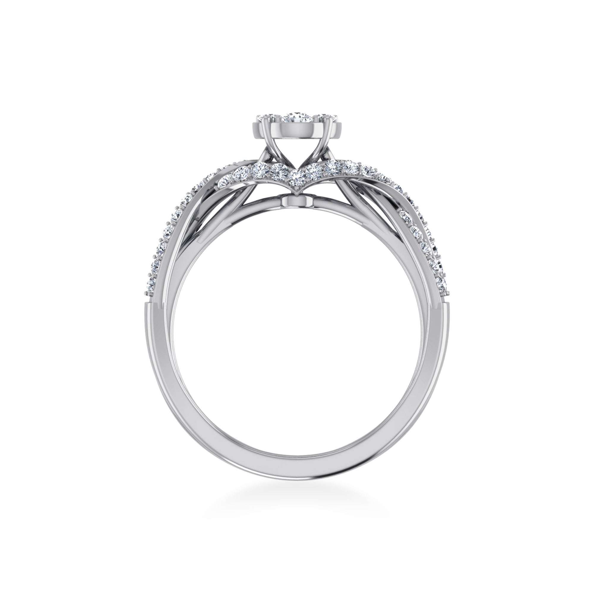 Twisted Band Floral Cluster Lab-Grown Diamond Ring 9