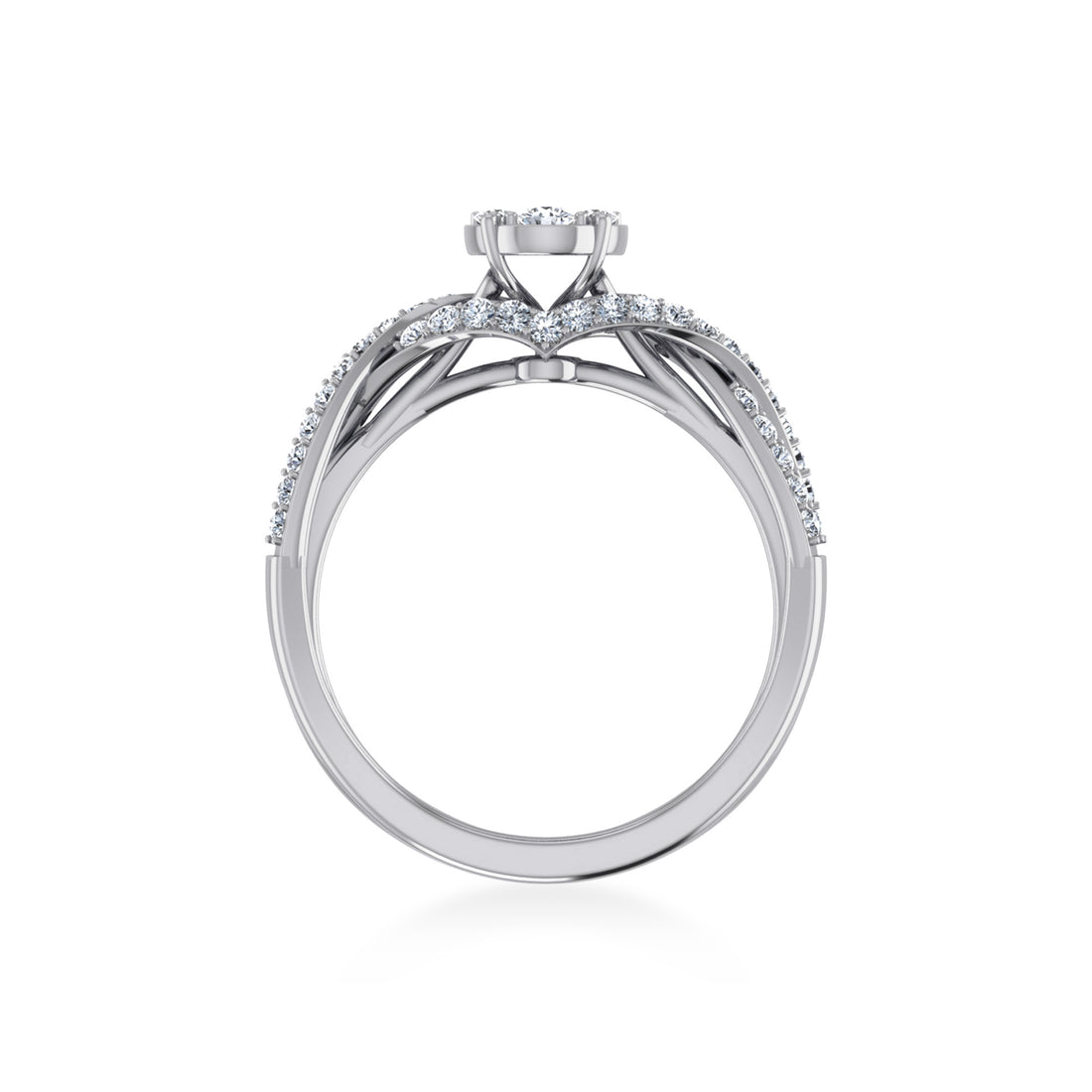 Twisted Band Floral Cluster Lab-Grown Diamond Ring 9