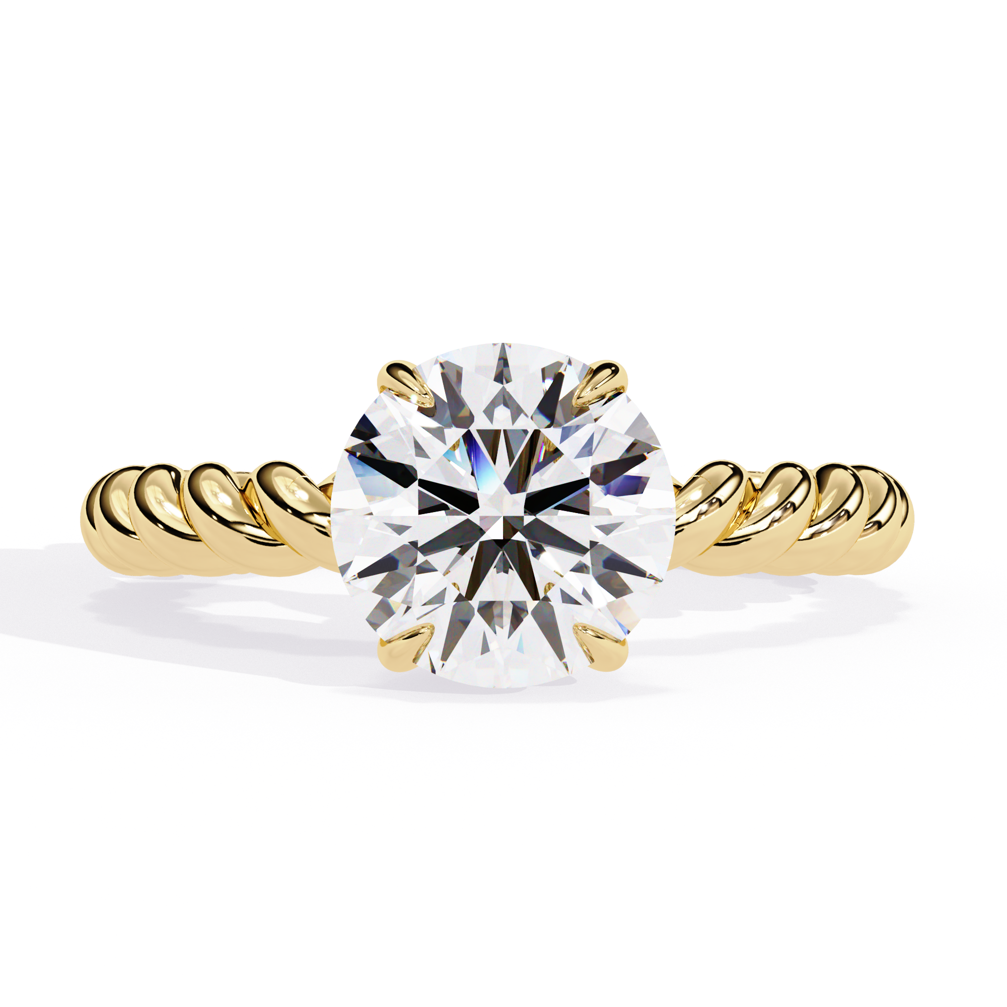 Twisted Rope Ring Solitaire Diamond Ring