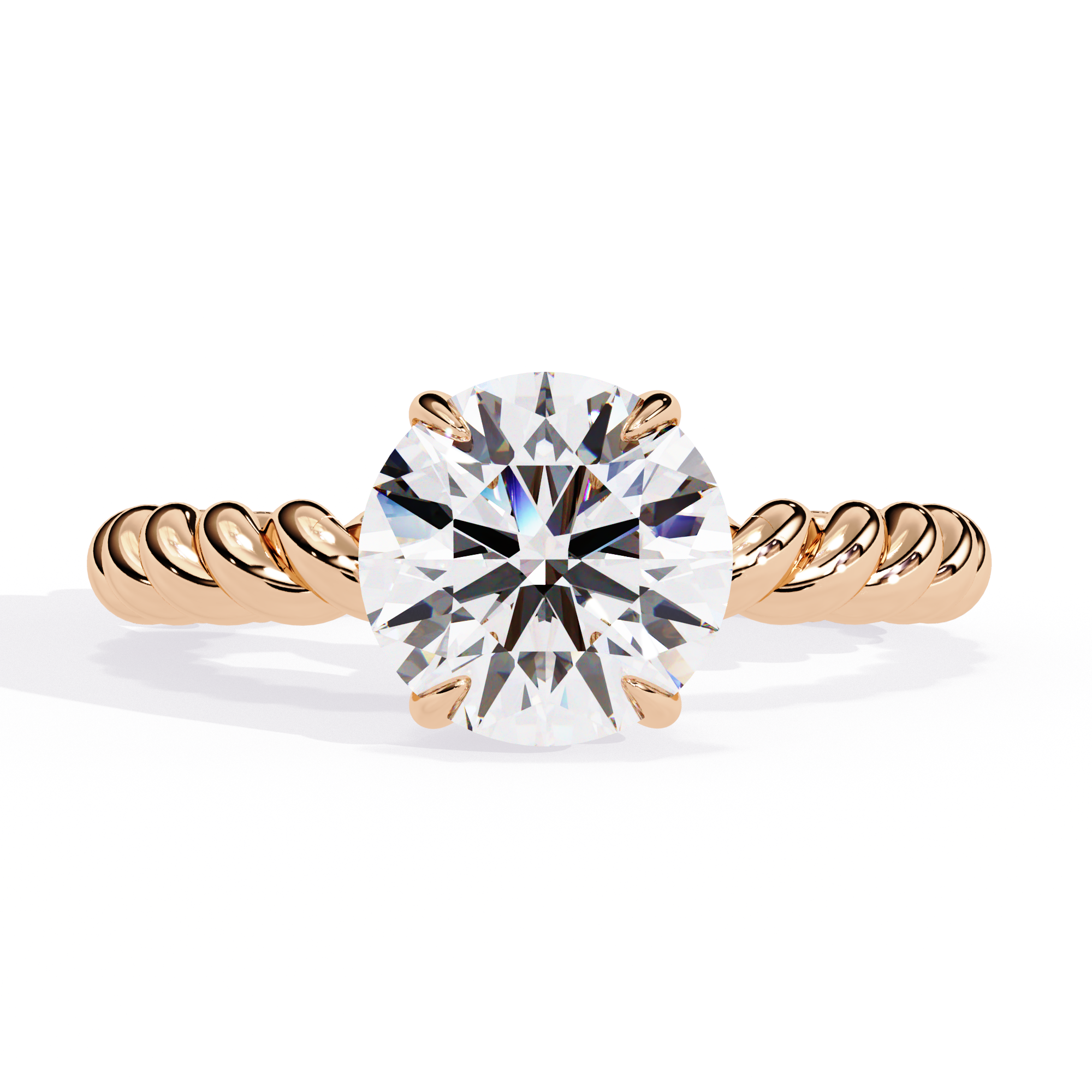 Twisted Rope Ring Solitaire Diamond Ring 4