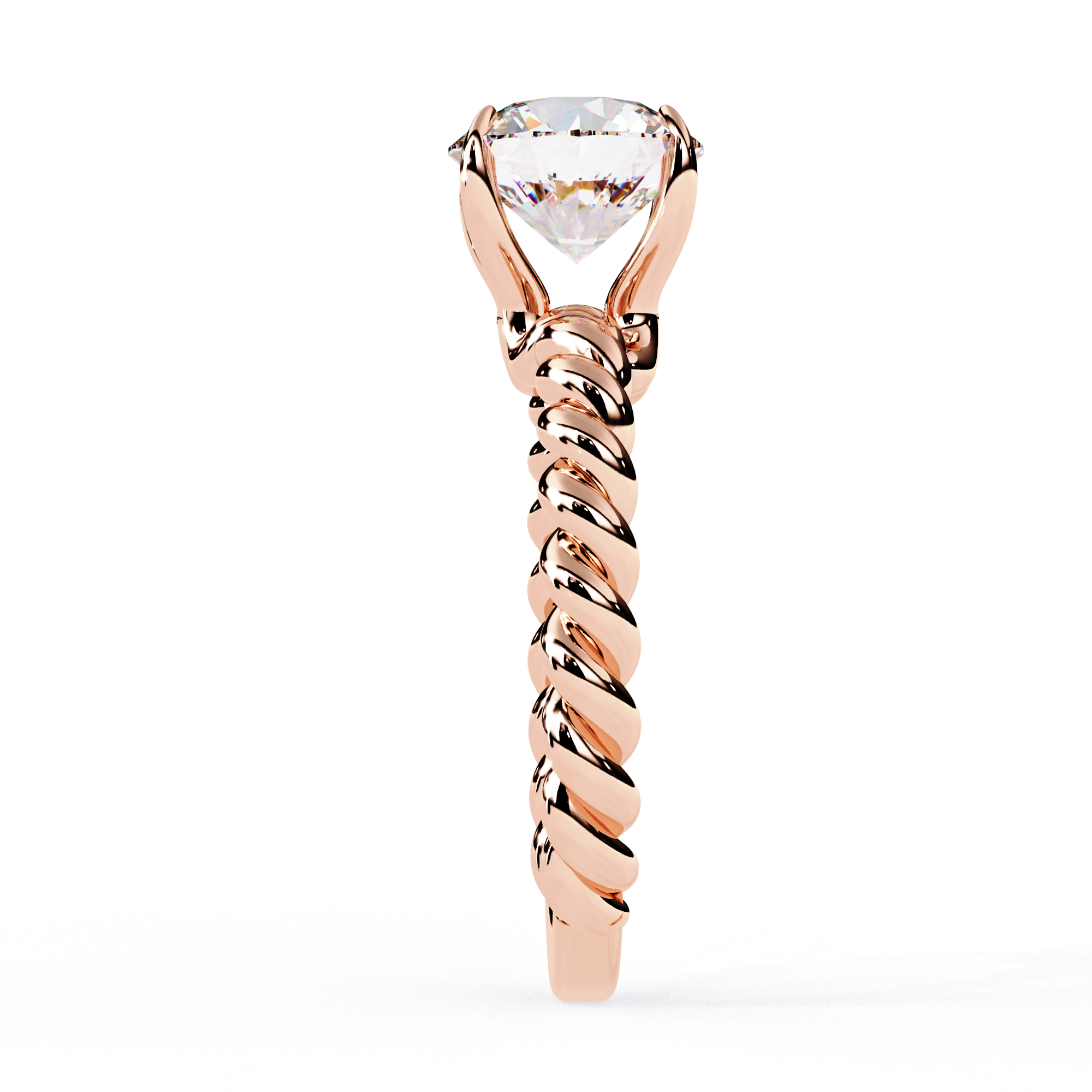Twisted Rope Ring Solitaire Diamond Ring 7