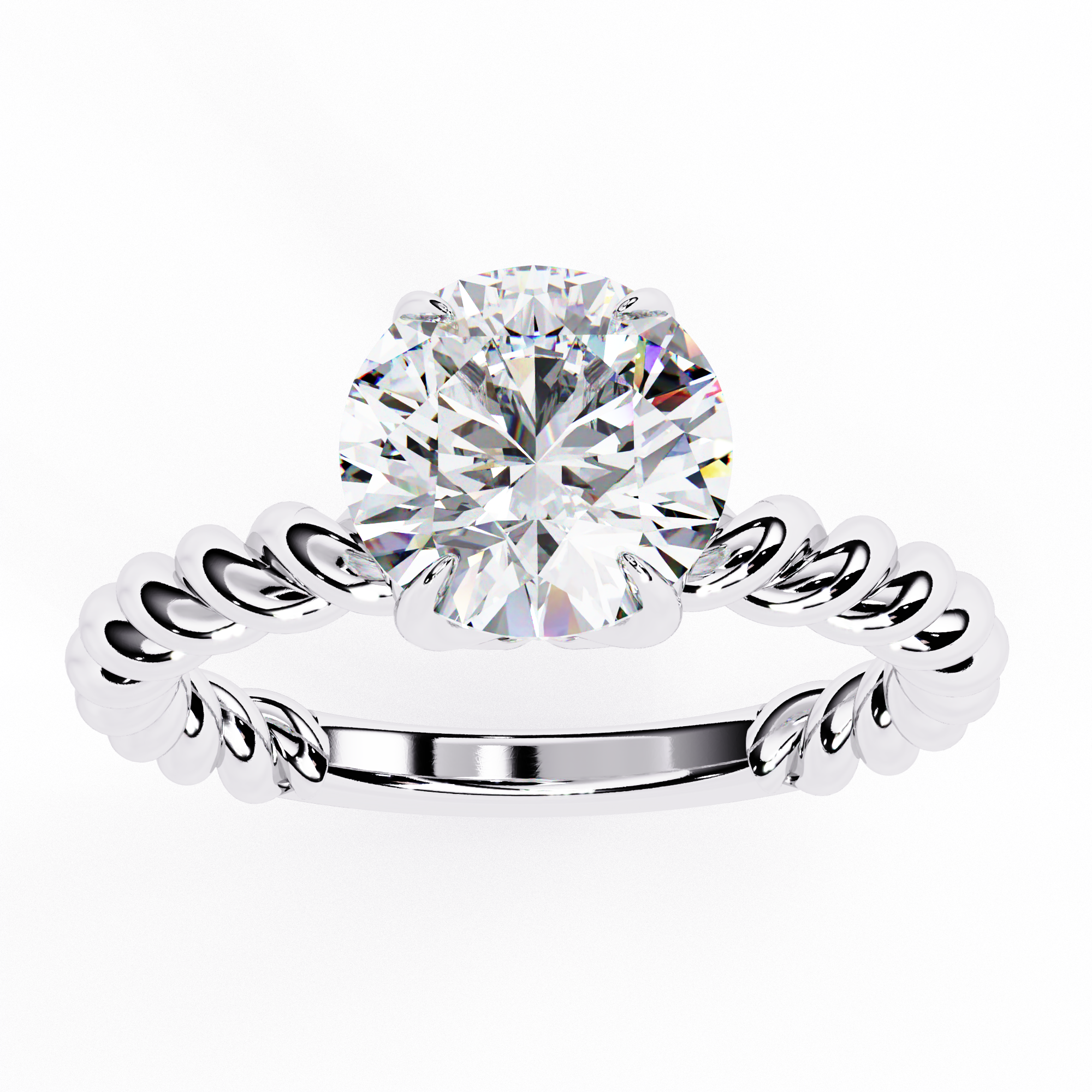 Twisted Rope Ring Solitaire Diamond Ring 9