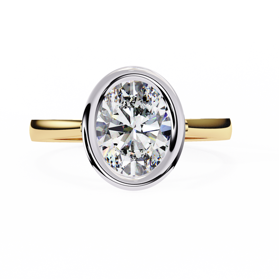 Unique Bezel Set Oval Diamond Ring