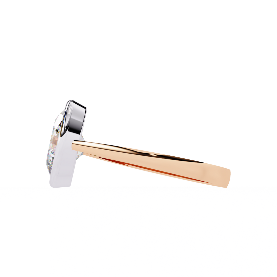 Unique Bezel Set Oval Diamond Ring12