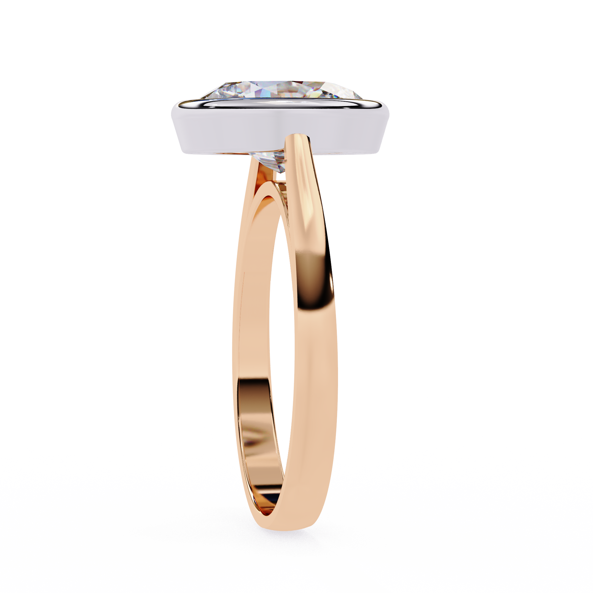 Unique Bezel Set Oval Diamond Ring13