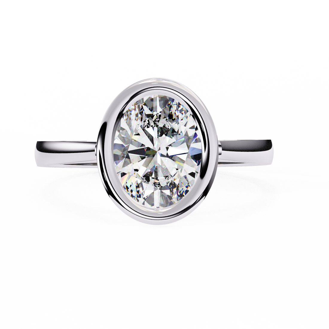 Unique Bezel Set Oval Diamond Ring15
