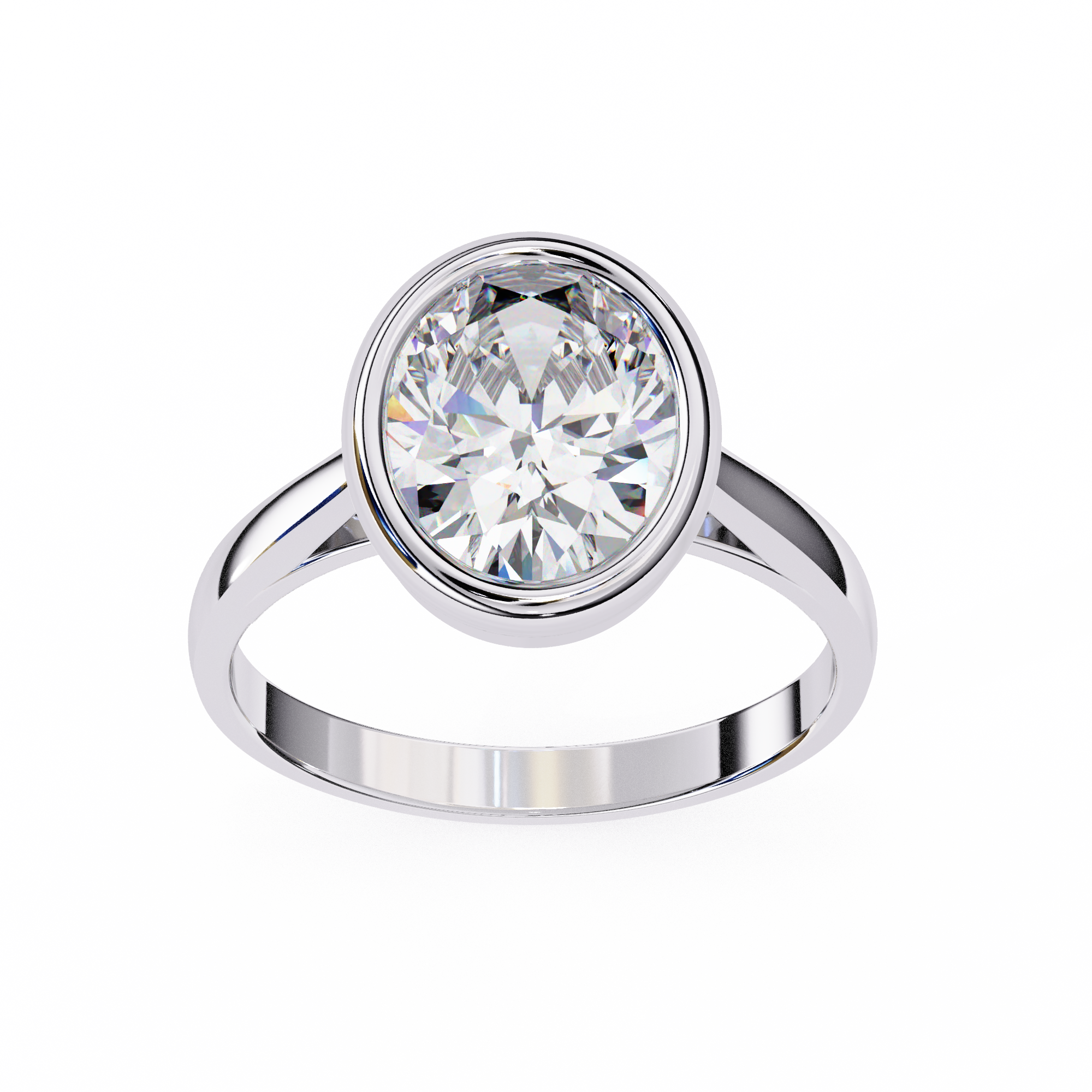 Unique Bezel Set Oval Diamond Ring16
