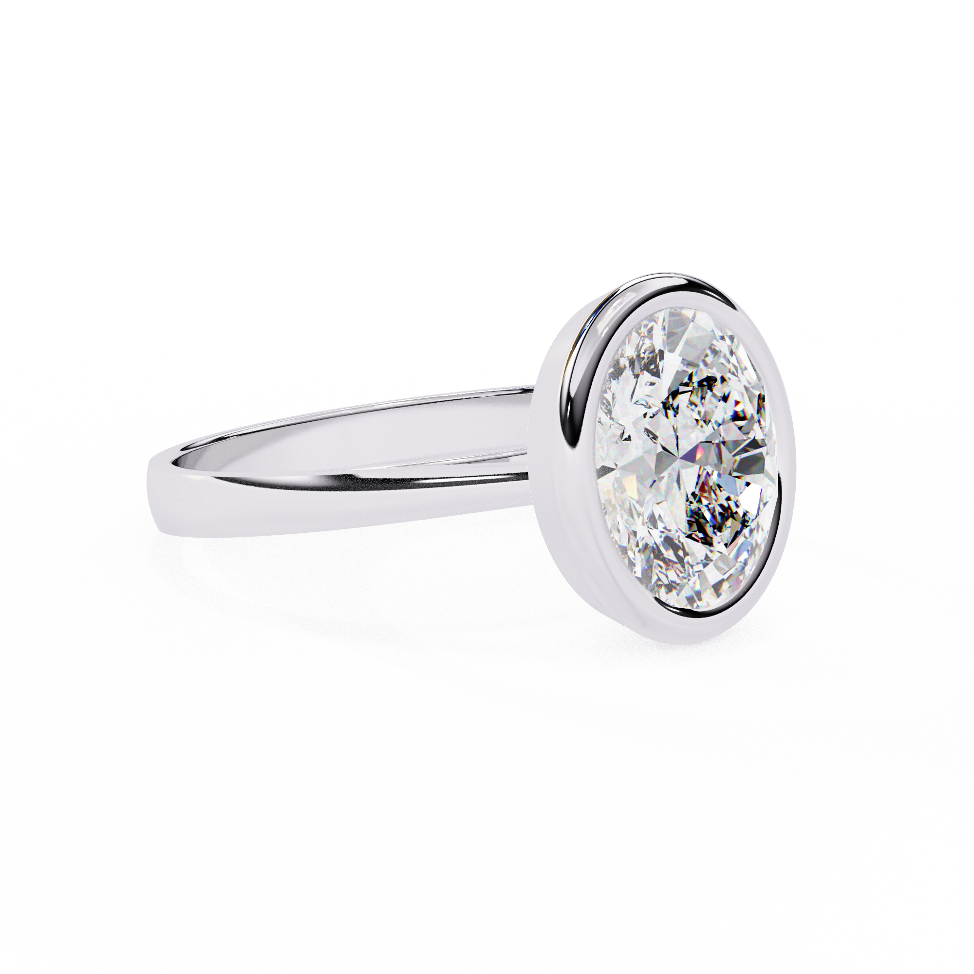 Unique Bezel Set Oval Diamond Ring17