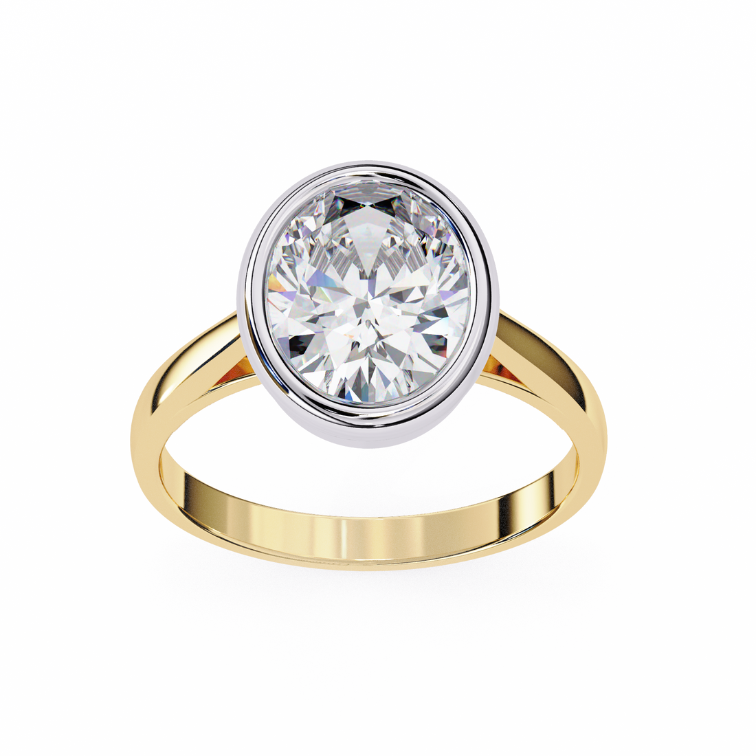 Unique Bezel Set Oval Diamond Ring2