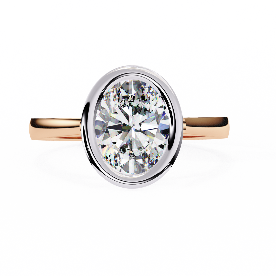 Unique Bezel Set Oval Diamond Ring8