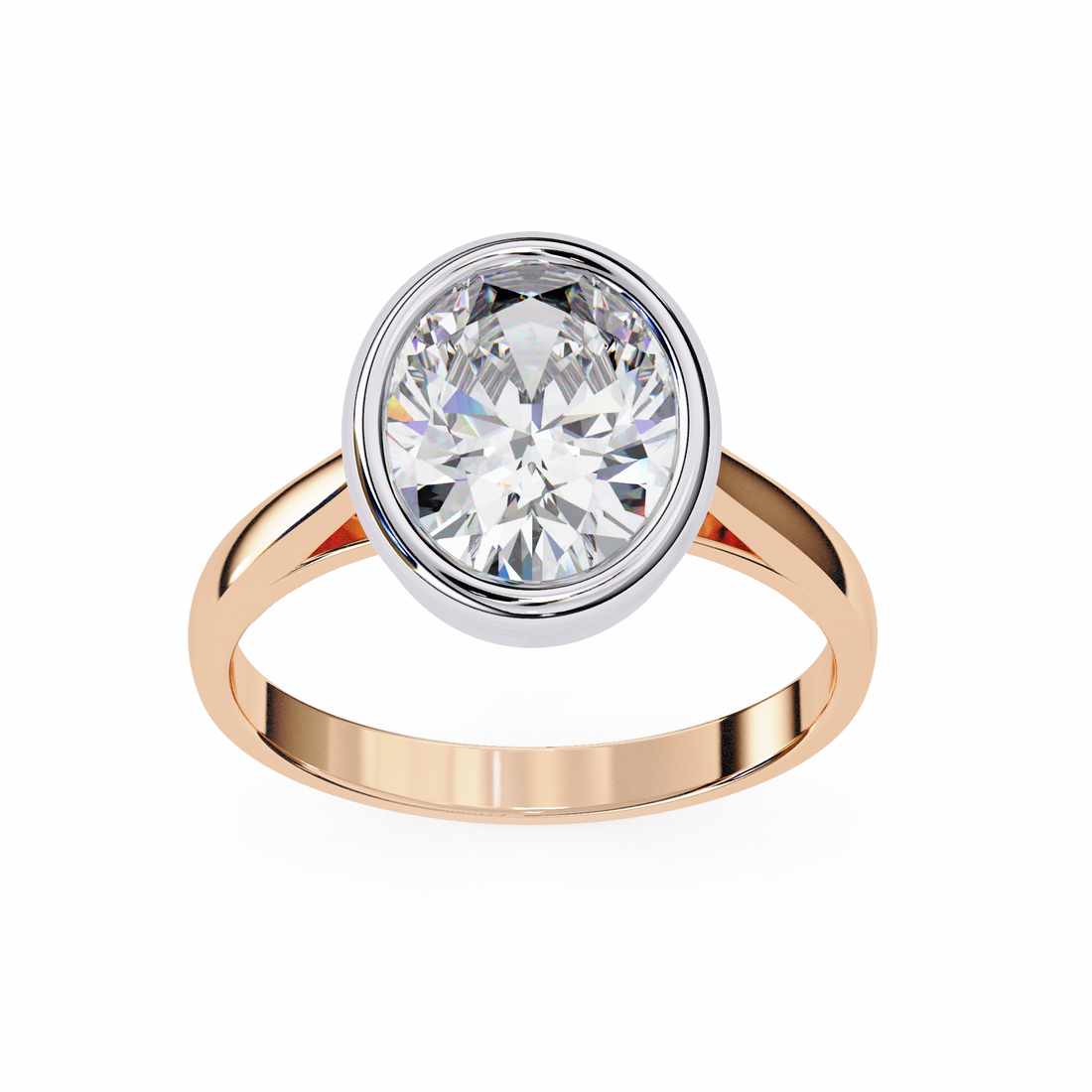 Unique Bezel Set Oval Diamond Ring9