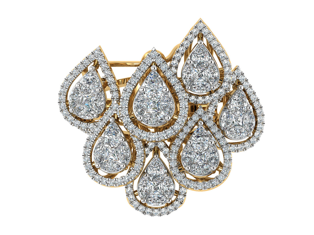 Unique Multi-Pear Diamond Ring