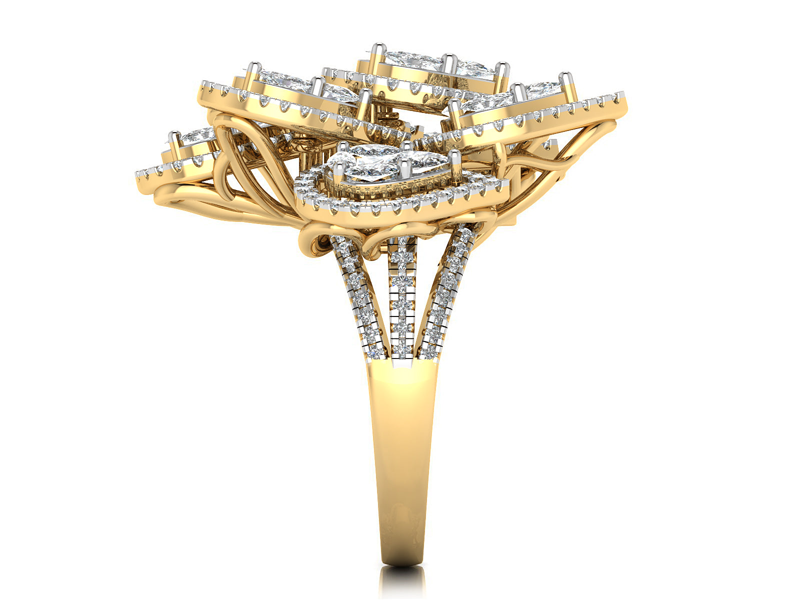 Unique Multi-Pear Diamond Ring 3