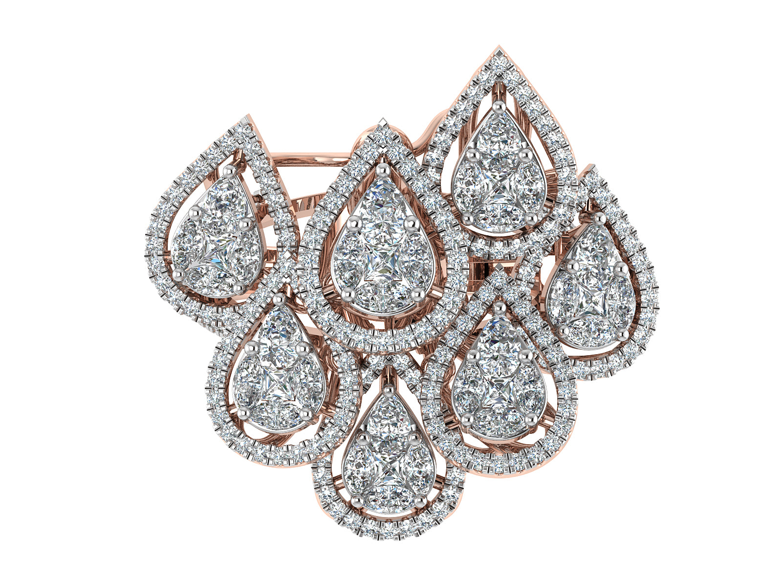 Unique Multi-Pear Diamond Ring 4