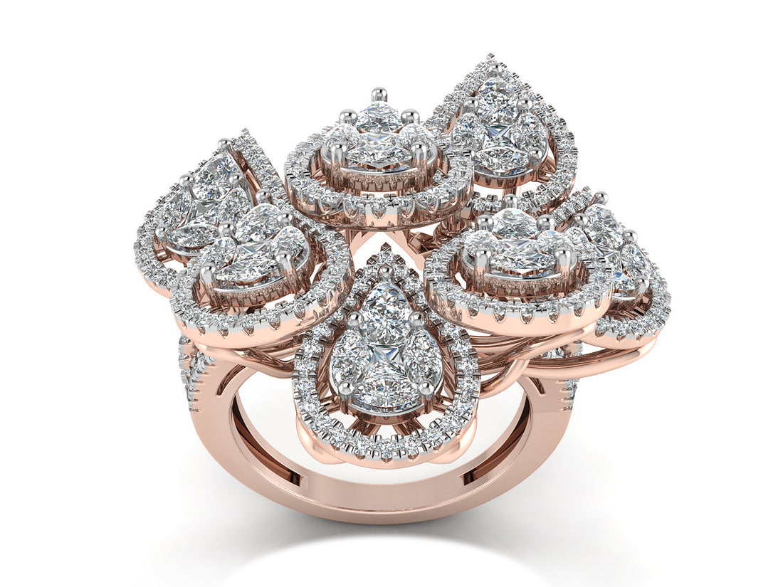 Unique Multi-Pear Diamond Ring 5