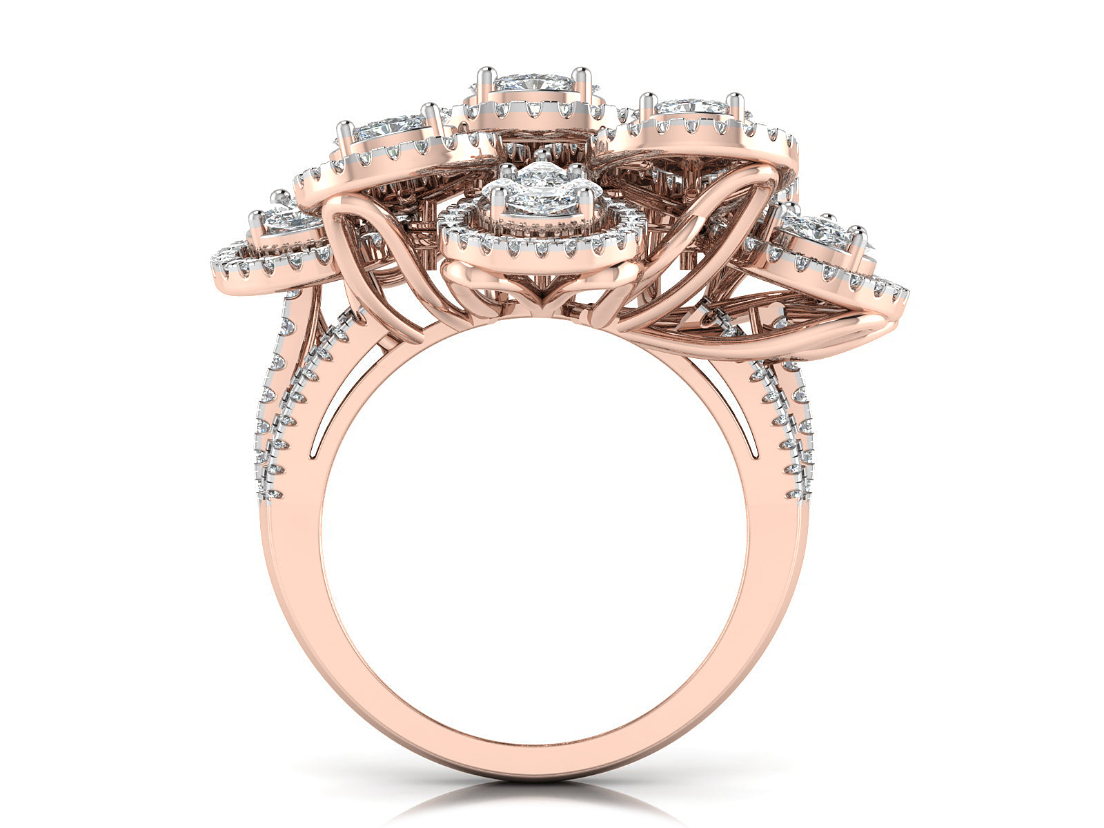 Unique Multi-Pear Diamond Ring 6