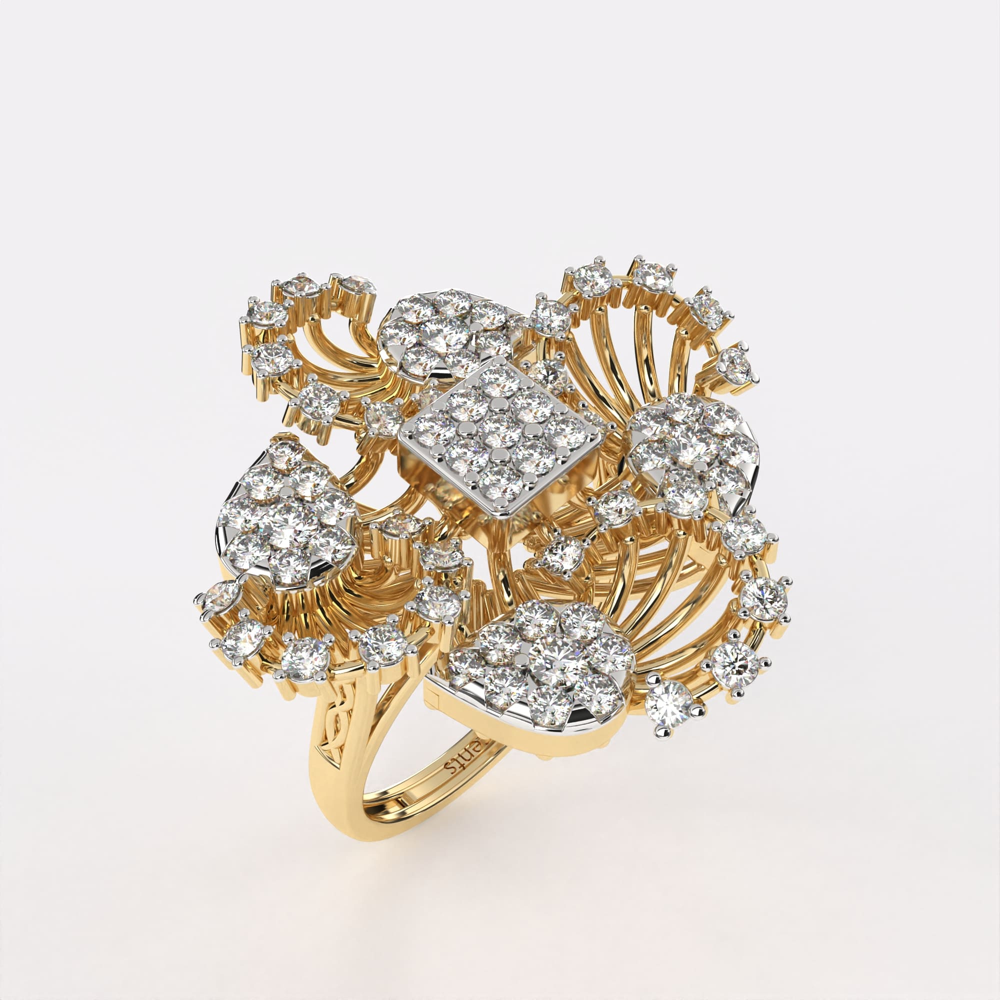 Unique Wide Cocktail Diamond Ring