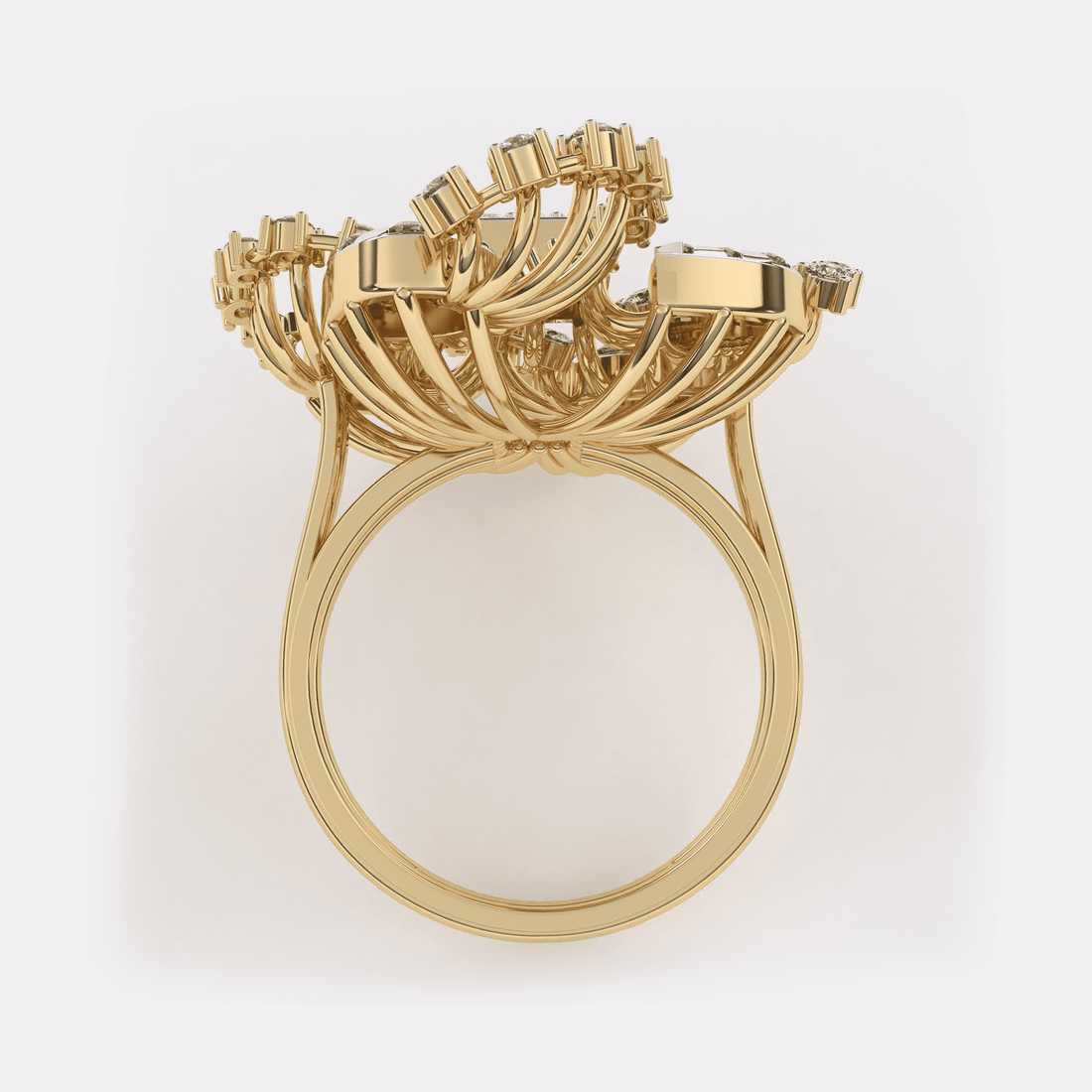 Unique Wide Cocktail Diamond Ring