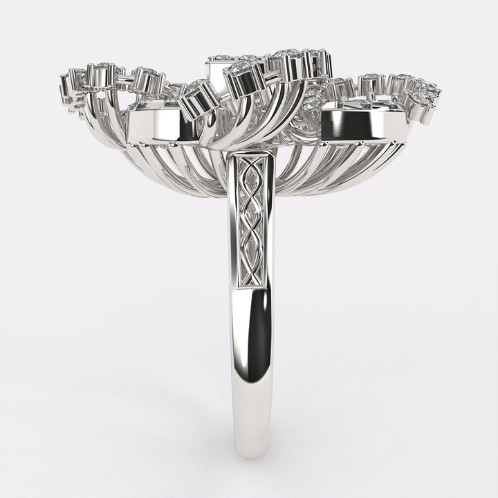 Unique Wide Cocktail Diamond Ring in 925 Silver