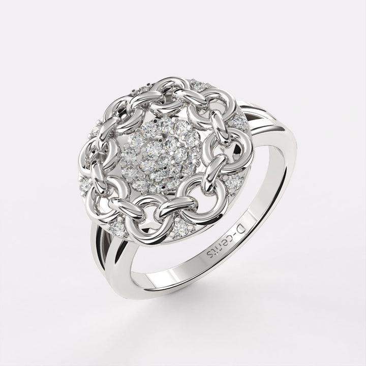 United Circle Diamond Ring In 925 Silver