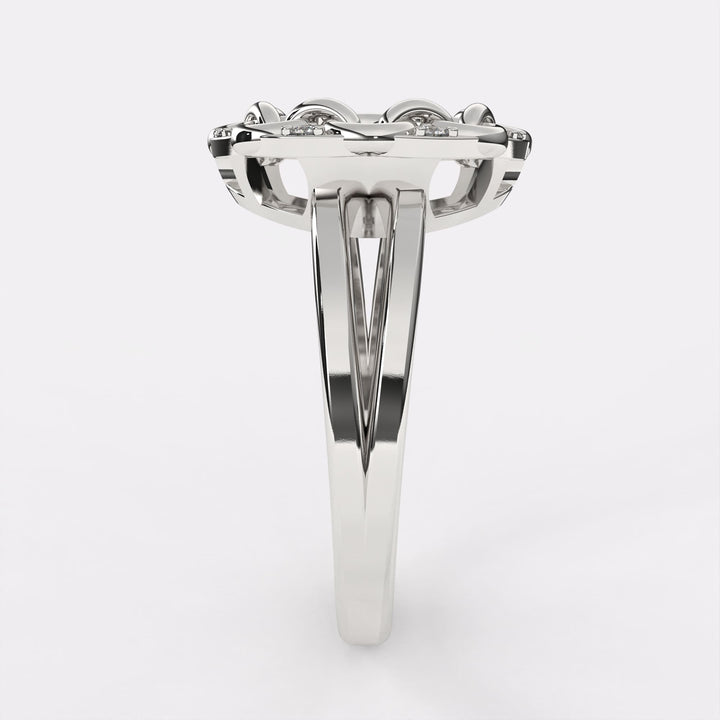 United Circle Diamond Ring In 925 Silver