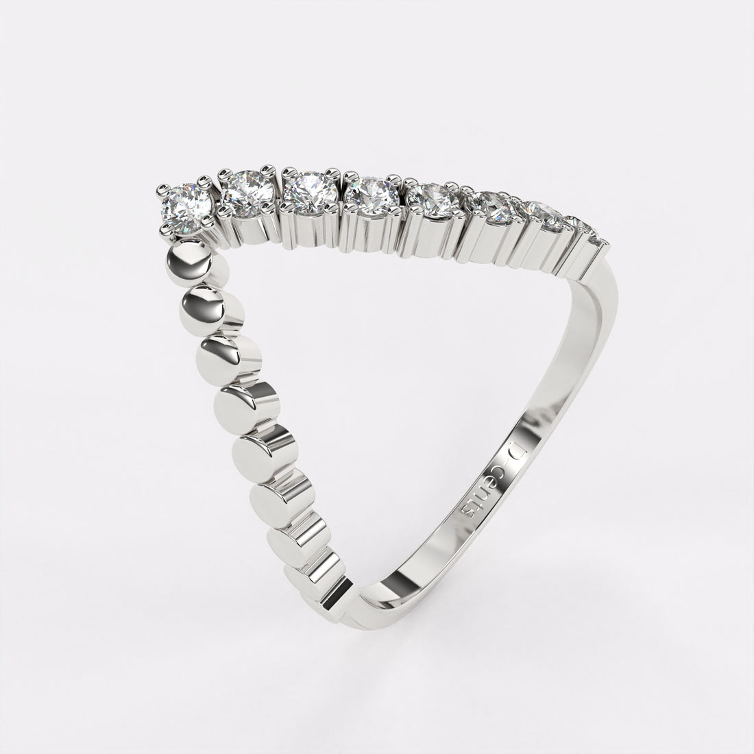 V shaped diamond ring in 925 Silver