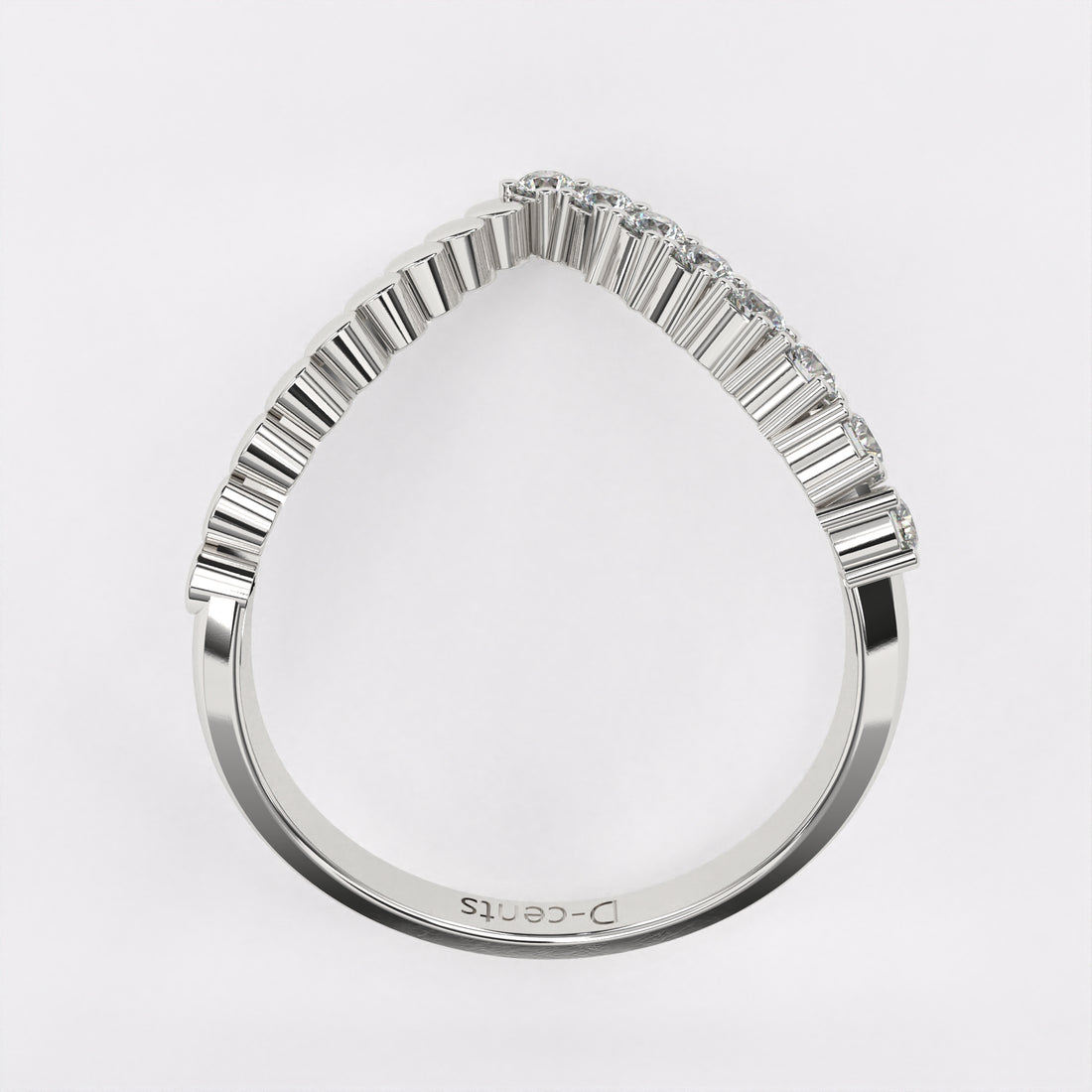 V shaped diamond ring in 925 Silver