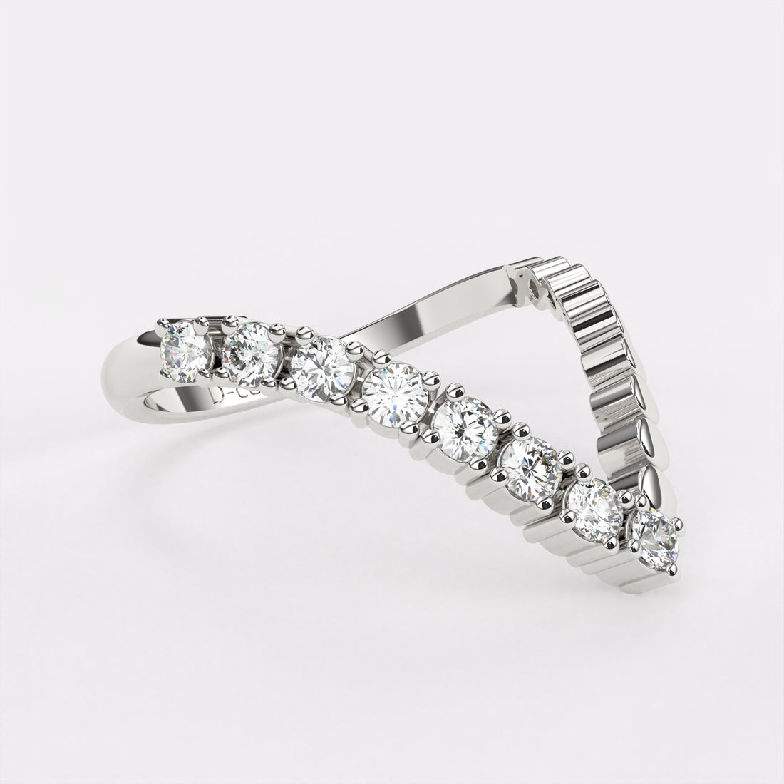 V shaped diamond ring in 925 Silver