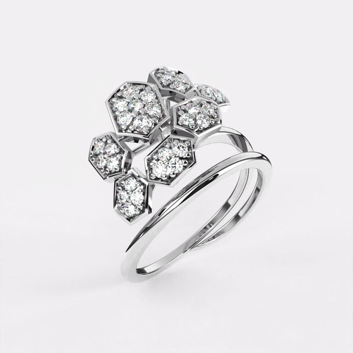 Valued Bloom Diamond Ring in 925 Silver