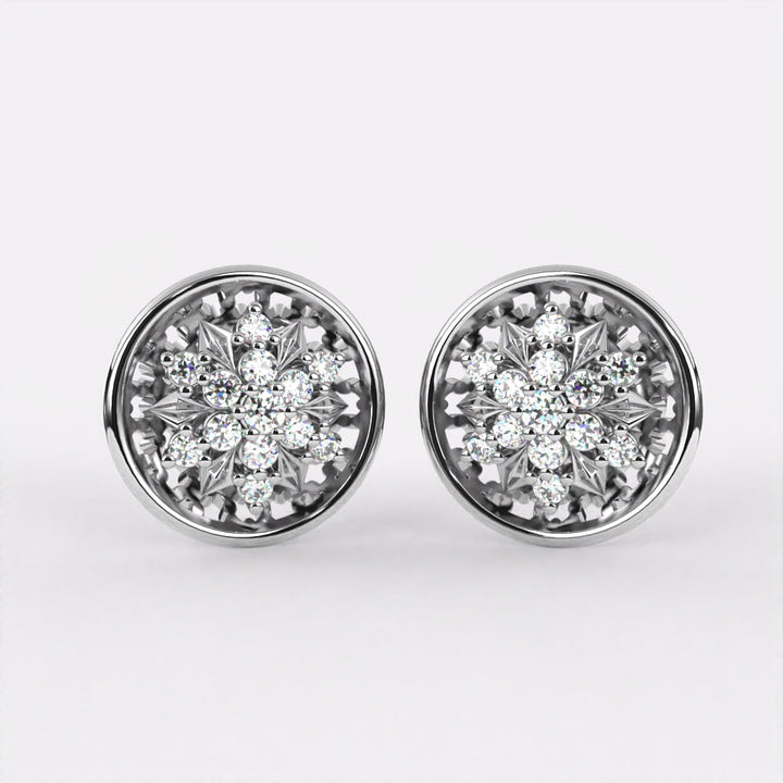Vivid Circles Diamond Stud Earrings In 925 Silver