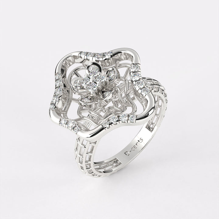 Wavy petal diamond ring