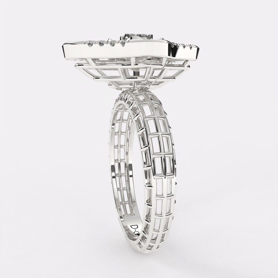 Wavy petal diamond ring in 925 Silver