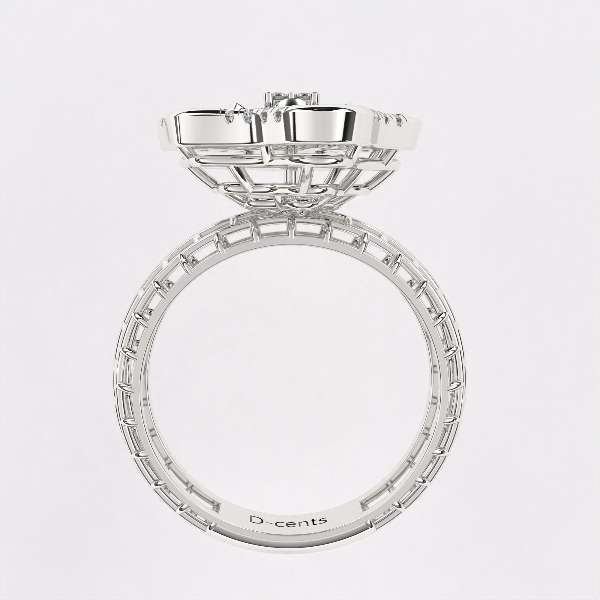 Wavy petal diamond ring in 925 Silver