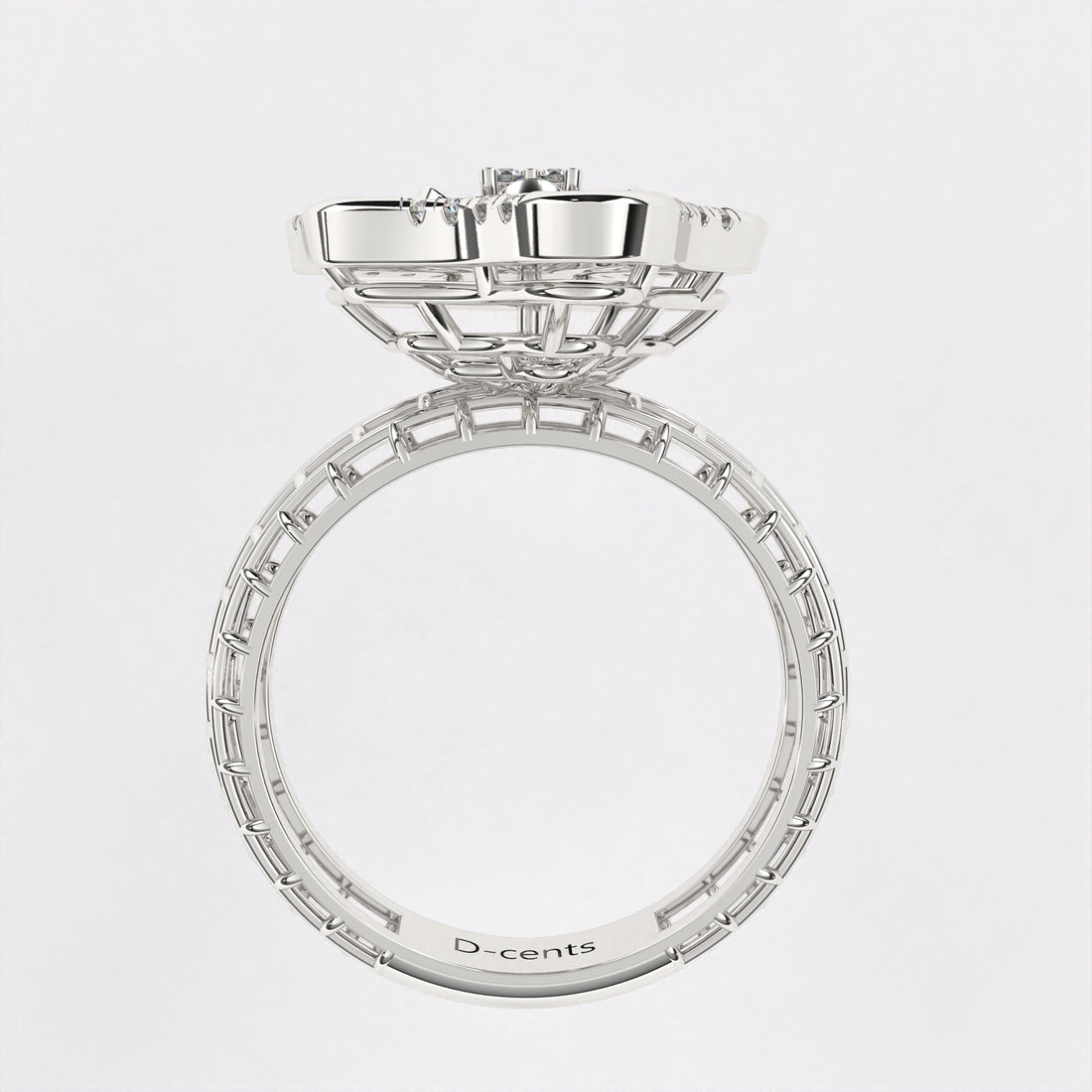 Wavy petal diamond ring in 925 Silver