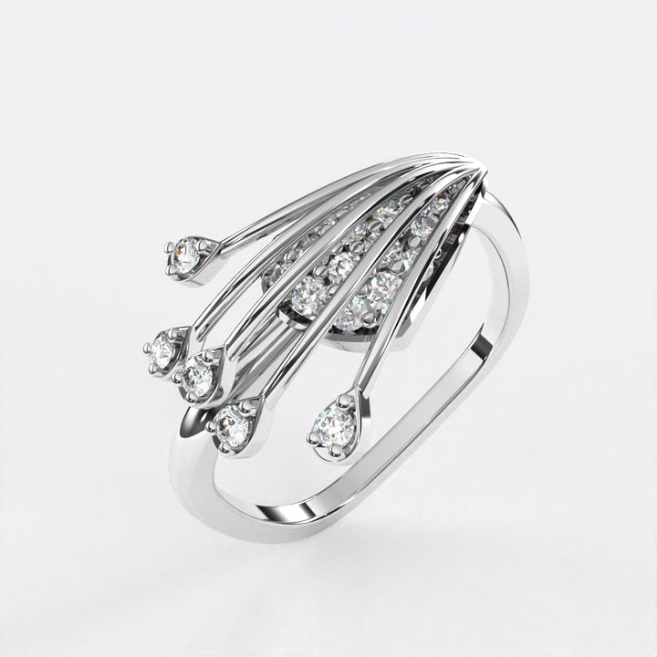 Whirling Lines Diamond Ring in 925 Silver