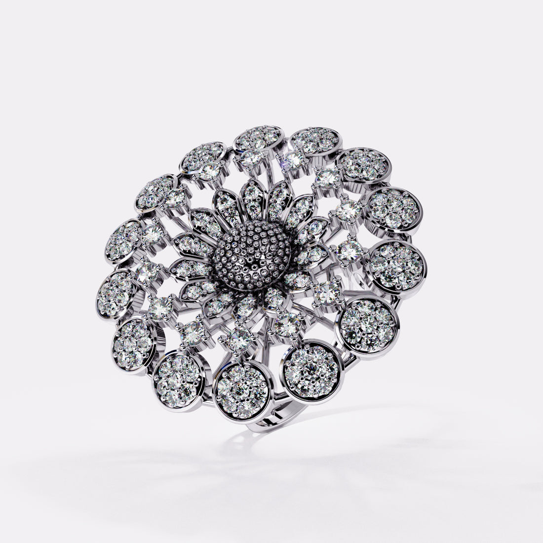 Wide Cocktail Diamond Ring in 925 Silver