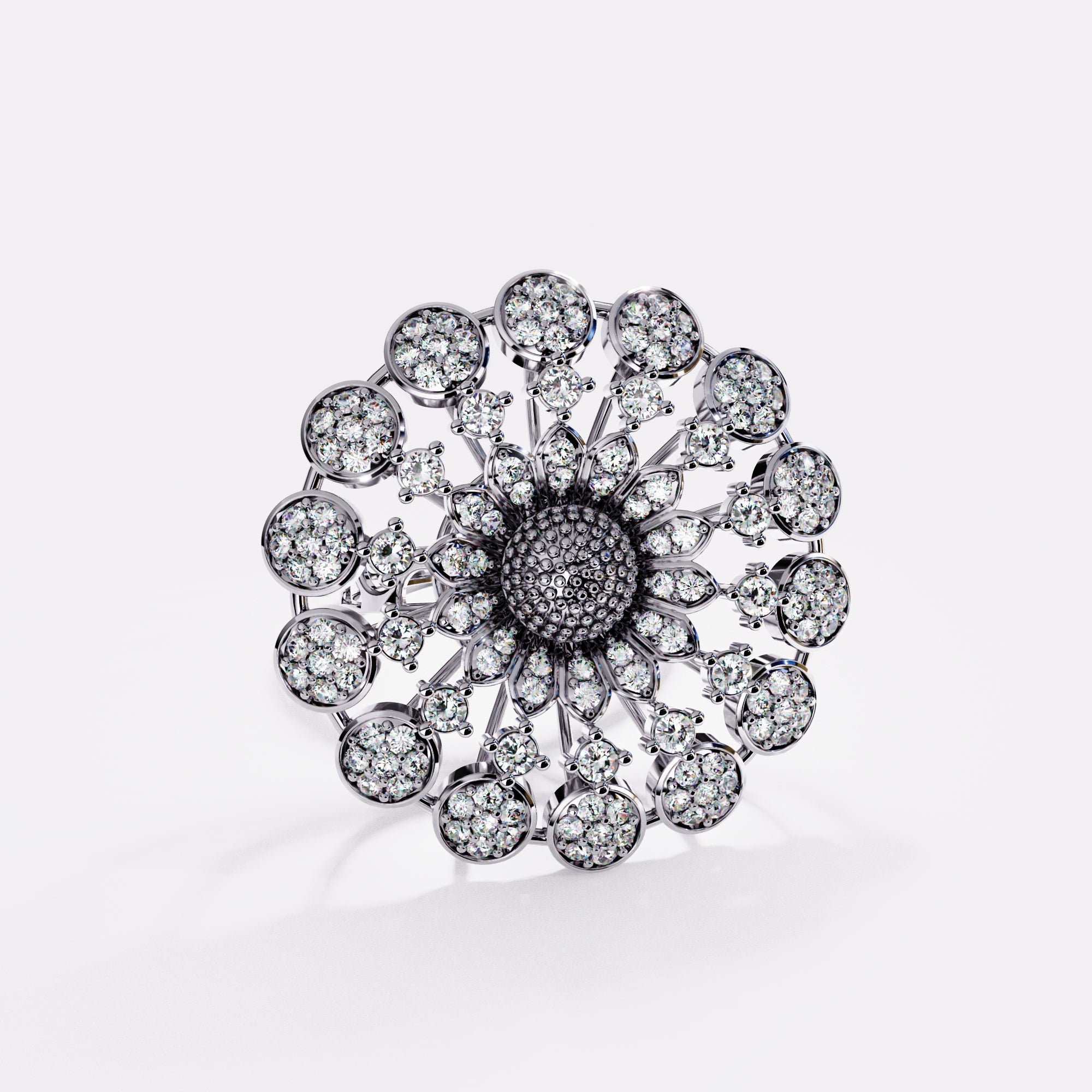 Wide Cocktail Diamond Ring in 925 Silver