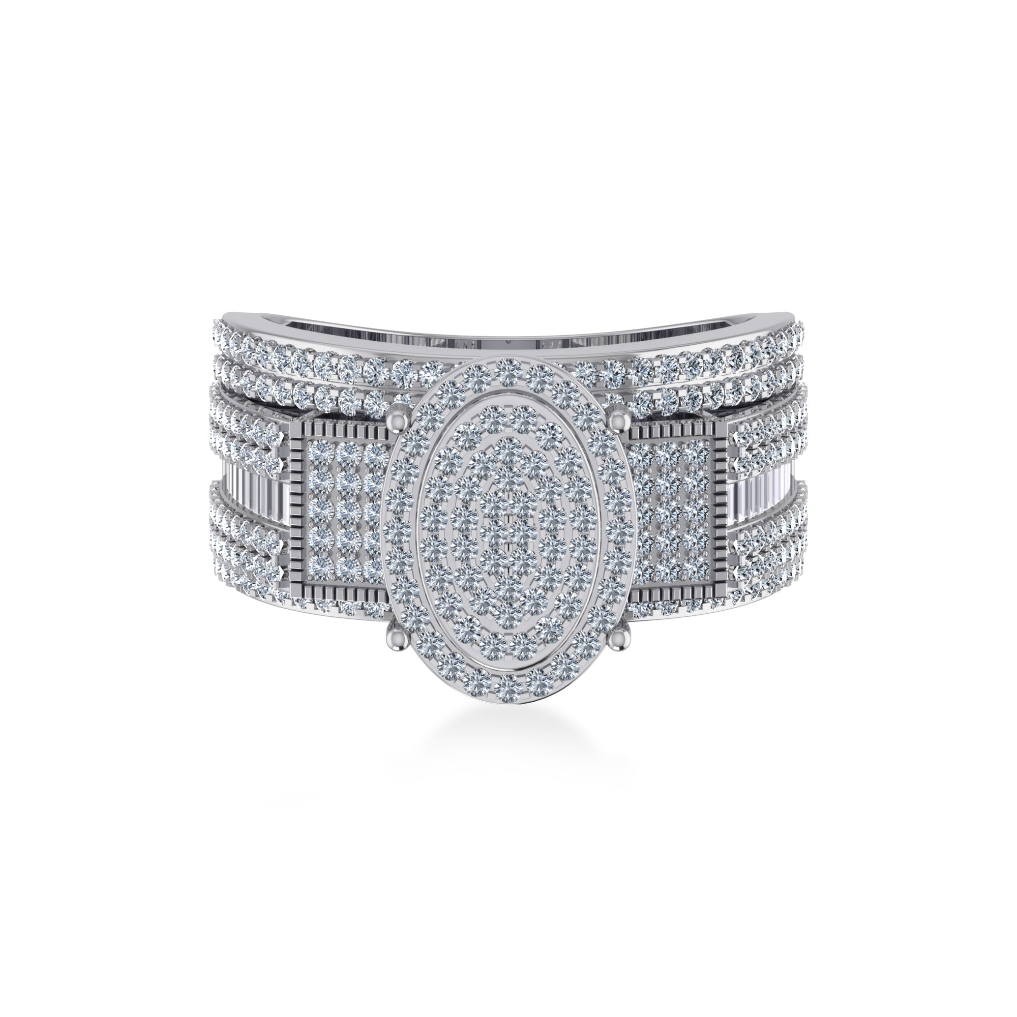 Wide Oval Lab-Grown Diamond Ring with Multi-Row Band 7
