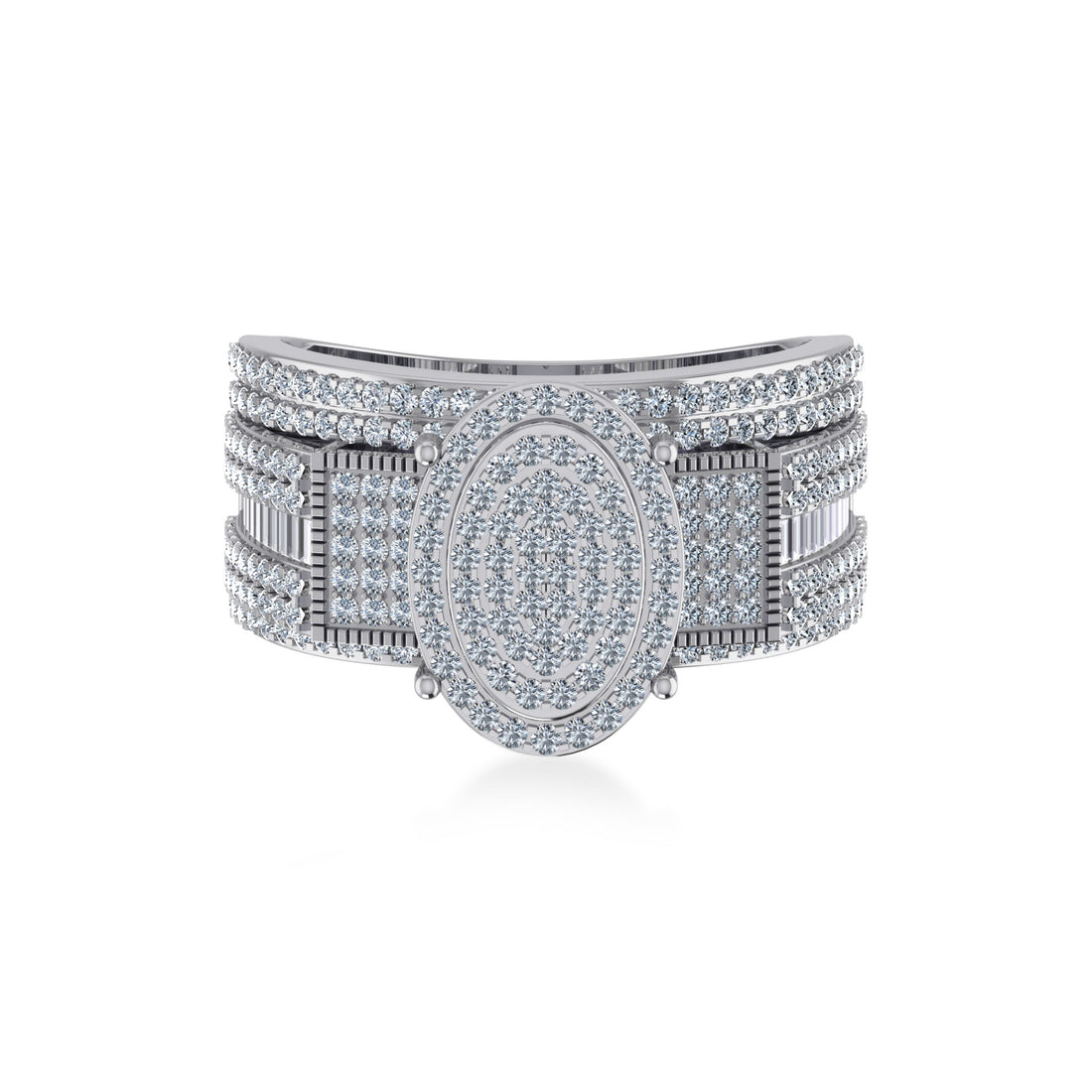 Wide Oval Lab-Grown Diamond Ring with Multi-Row Band 7