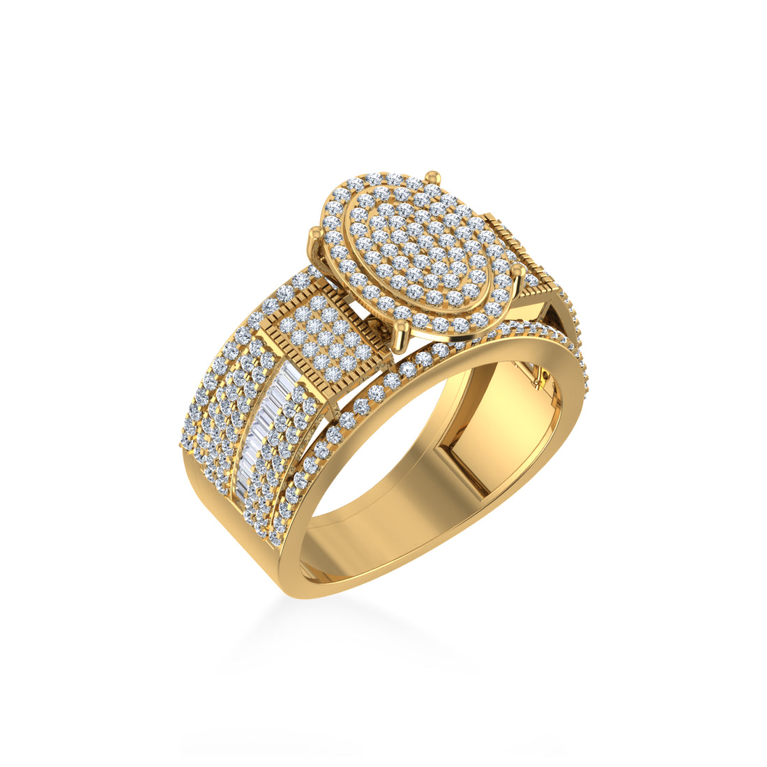 Wide Oval Lab-Grown Diamond Ring with Multi-Row Band 2