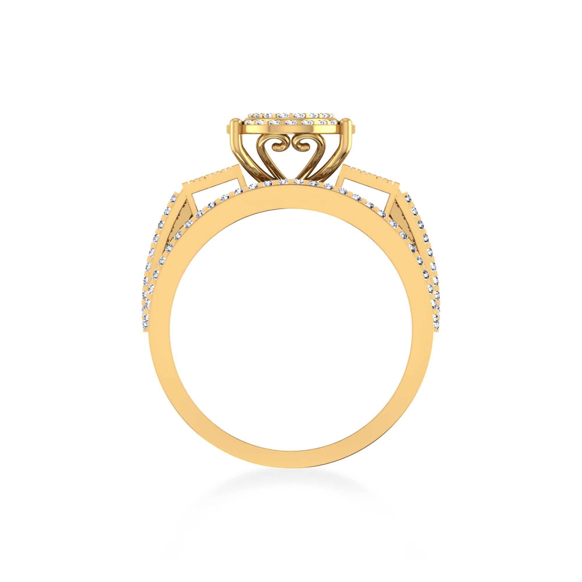 Wide Oval Lab-Grown Diamond Ring with Multi-Row Band 3