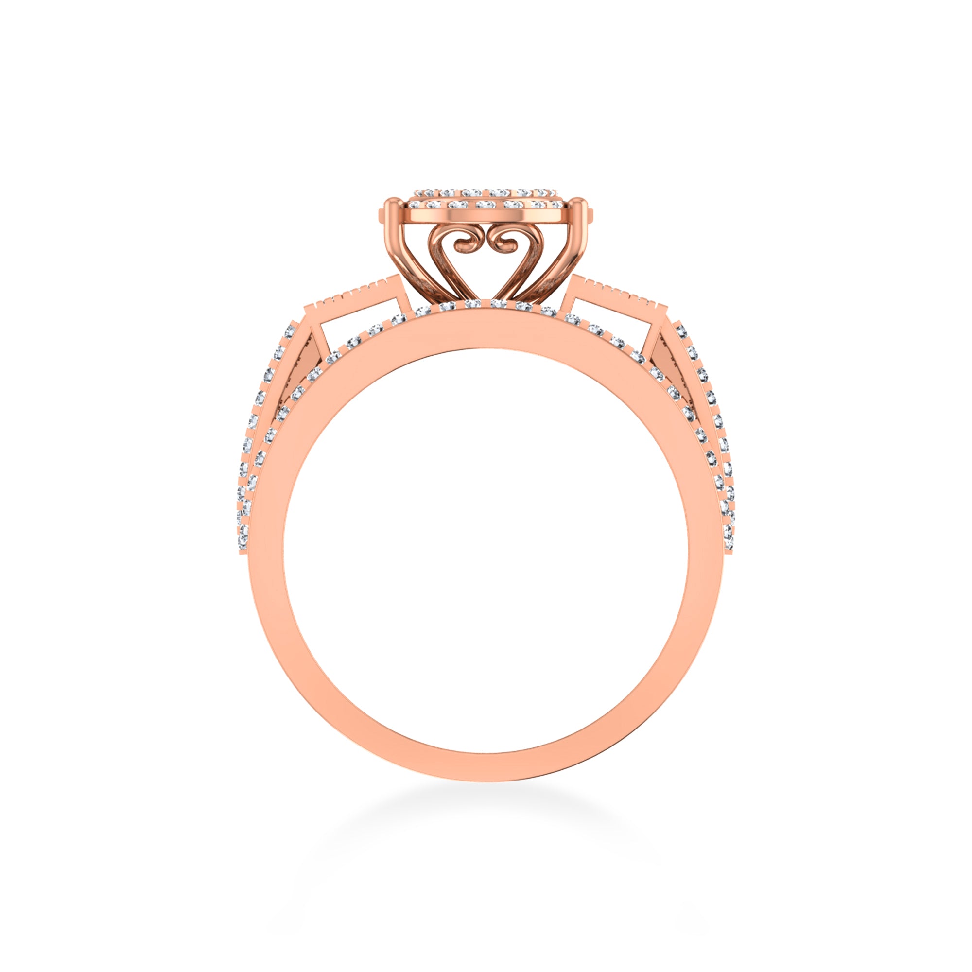 Wide Oval Lab-Grown Diamond Ring with Multi-Row Band 7