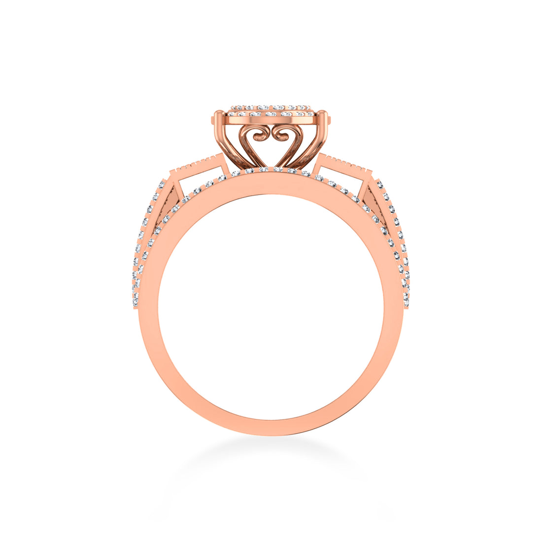 Wide Oval Lab-Grown Diamond Ring with Multi-Row Band 7