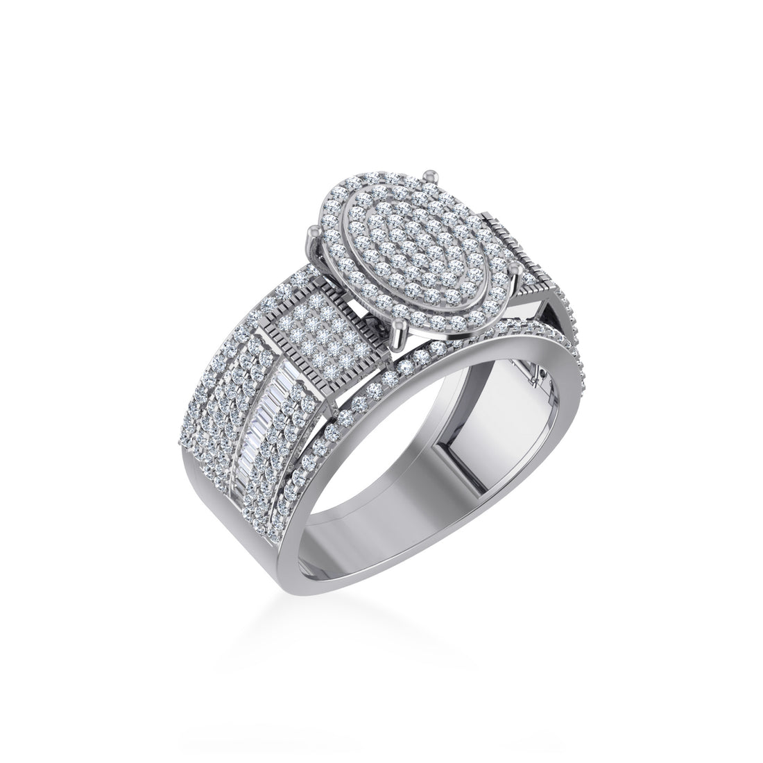 Wide Oval Lab-Grown Diamond Ring with Multi-Row Band 8