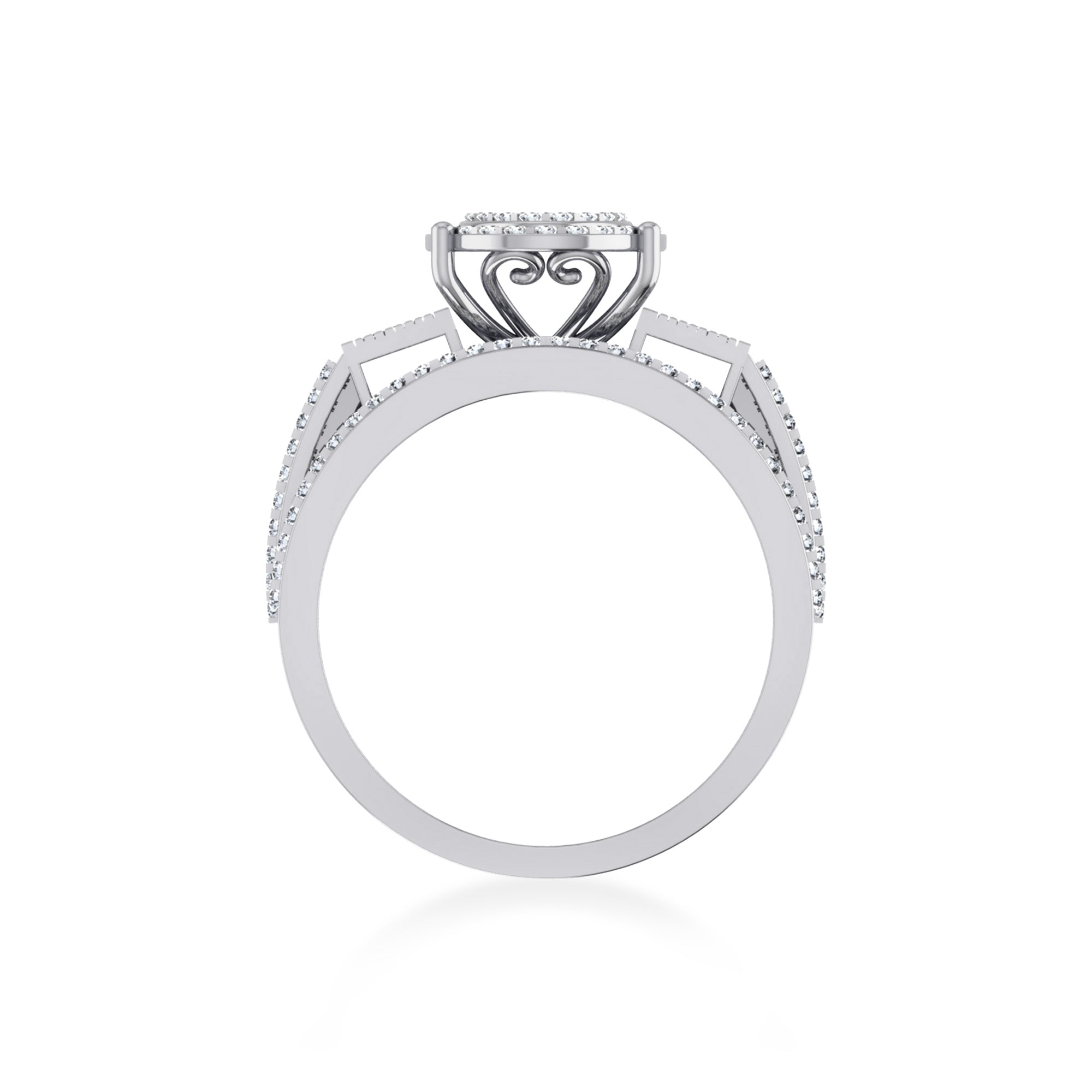 Wide Oval Lab-Grown Diamond Ring with Multi-Row Band 9