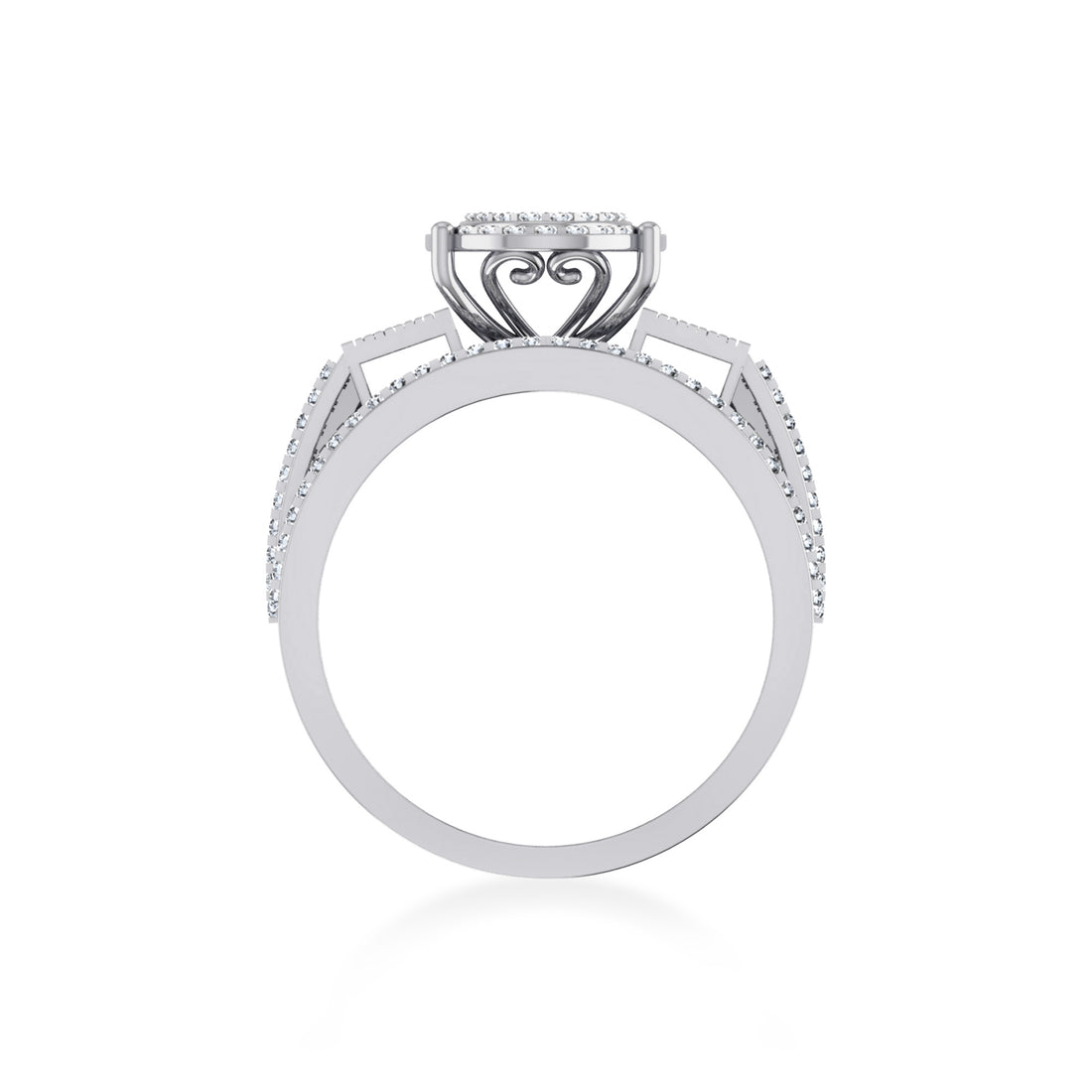 Wide Oval Lab-Grown Diamond Ring with Multi-Row Band 9