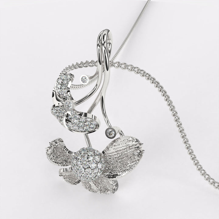 Wildflower Caprice Diamond Pendant In 925 Silver