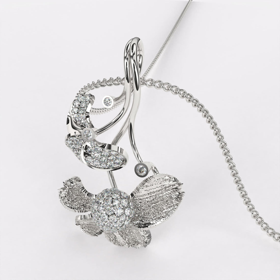 Wildflower Caprice Diamond Pendant In 925 Silver