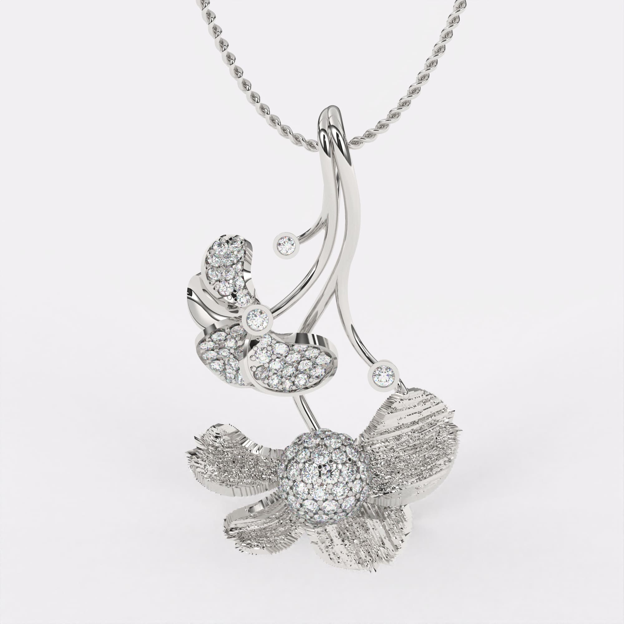 Wildflower Caprice Diamond Pendant In 925 Silver
