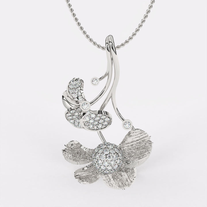 Wildflower Caprice Diamond Pendant In 925 Silver